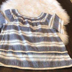 Blue and white striped top